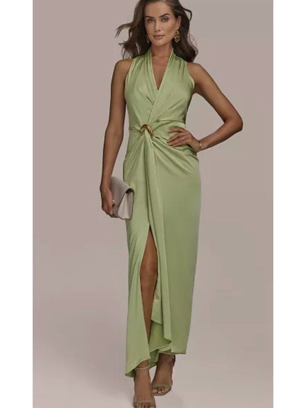Donna Karan Women's Faux Wrap Embellished Dress Size 10